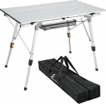 Sportneer Folding Camping Table for Outdoors: Portable Picnic Table with Adjustable Height, Foldable Camping Table with Roll-Up Aluminium Table Top for Camping, Camping, Garden, Kitchen, Silver
