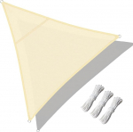 Kolmnurkne p&auml;ikesepurje, 3 x 3 x 3 m, premium pol&uuml;ester Oxford PES markiis, veekindel, p&auml;ikesekaitse, terrassi varikatuse, aia ja r&otilde;du, p&auml;ikesekaitse, koos kinnitustrossidega, kreemjas v&auml;rvus