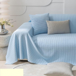 Mesnt Sofa Cover 1 Seater Chenille Washable Sofa Protection Cover Protective Cover Couch Plain with Grainy Texture Blue 185 x 180 cm