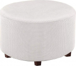 C/N Ottoman Round Elastic Sofa Bean Bag Chair Cover Seat Protector Cushion Cover White