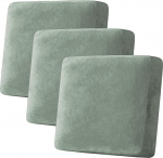 H.VERSAILTEX Samt-Stretch-Couch-Kissenbezug, Pl&uuml;schkissen-Schonbezug f&uuml;r Stuhl, Zweisitzer, Sofa, M&ouml;belschutz, Sitzkissen, Sofabezug (3 St&uuml;ck, XL-Sofakissenbez&uuml;ge, Seegras)