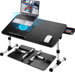 AirOpen s&uuml;learvuti laud voodile, reguleeritava k&otilde;rgusega, reguleeritava nurga all, voodilaud kokkupandav s&uuml;learvuti jahutiga, sahtliga, s&uuml;learvuti laud voodile, diivanile, diivanile, p&otilde;randale (60 x 34 cm, must)