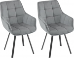 EUGAD Dining Room Chairs, Set of 2, Rotating, for Dining Room, Living Room, Comfortable Kitchen Chairs with Armrests, Backrest, Metal Legs, Modern, Dark Grey