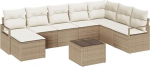 vidaXL 9-osaline aia diivanikomplekt koos beeži ja valge pol&uuml; rotangist padjadega | Modulaarne ja ilmastikukindel - ideaalne terrass, lounge ja aed!