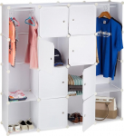 Relaxdays moodul garderoobikapp, 12 kambrit, plastkapp, kingakapp 145,5 x 145,5 cm, valge