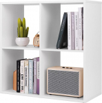 HOMASIS raamaturiiul avatud lahtritega, kuubikriiul, valge, seisev riiul, puidust hoiuriiul, ruumijaotur, kontoririiul, arhiiviriiul elutuppa, t&ouml;&ouml;ruumi, kontorisse (4 lahtrit, 69,5 x 33 x