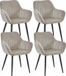 Colenis s&ouml;&ouml;gitoa toolid, 4 tooli, k&ouml;&ouml;gitoolid, sametist toolid seljatoega, polsterdatud, sametist iste, metalljalad, maksimaalne koormus 120 kg, k&ouml;&ouml;ki, elutuppa, s&ouml;&ouml;gituppa, magamistuppa, beež, Luna