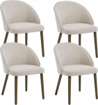 Modernne s&ouml;&ouml;gitoa toolid 4 k&ouml;&ouml;gitoolist koos massiivpuidust jalgadega polsterdatud toolid s&ouml;&ouml;gituba Chenille Beige