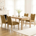 S&ouml;&ouml;gitoa toolid 4 t&scaron;eniiliga polsterdatud toolid puidust jalgadega kaasaegsed k&ouml;&ouml;gitoolid &uuml;lemise k&auml;epidemega s&ouml;&ouml;gitoas/restoranis, kollane