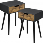 [en.casa] &Ouml;stersundi k&uuml;ljelaud 2 tuba laudade komplekt 60 x 40 x 30 cm &Ouml;stersundi &ouml;&ouml;kapilaud sahtliga diivanilaud k&uuml;ljelaud kohvilaud must/tumedat puitu tooni