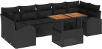 8-teiliges Garten Sofa Set mit Kissen Schwarz Poly Rattan, 2-Sitzer Garten Sofa mit Stauraum & Kissen Schwarz Poly Rattan Gartenlounge Model3358291