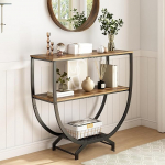 3-tasandiline Retro sepistatud raudne konsoollaud Kaarev hoiuruum sissep&auml;&auml;suga elutoa diivanipoolne laud, mis sobib kasutamiseks diivani k&otilde;rval elutoas 80 * 30 * 76cm