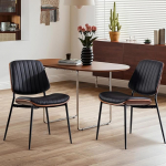 SoarFlash kaasaegsed k&ouml;&ouml;gi s&ouml;&ouml;gitoolid - PU kaetud p&auml;hklipuust seljatugi Reguleeritavad metalljalad 2-st komplektist mustad