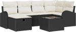 7-teiliges Garten-Sofa-Set mit Kissen - Schwarzes Poly-Rattan, 2-Sitzer Garten-Sofa mit Stauraum & Kissen - Schwarzes Poly-Rattan Gartenlounge Model3360418