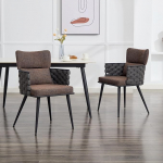 S&ouml;&ouml;gitoa toolid, 2 tooli, k&ouml;&ouml;gitoolid, polsterdatud toolid, punutud rihmadega k&auml;etoed, elutoa toolid s&ouml;&ouml;gituppa, k&ouml;&ouml;ki, maksimaalne koormus 136 kg, metalljalad, pruunid