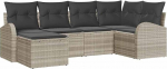 6-teiliges Garten Sofa Set mit Kissen Hellgrau Poly Rattan, 2-Sitzer Garten Sofa mit Stauraum & Kissen Hellgrau Poly Rattan Gartenlounge Model3354781