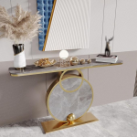 Goldener Konsolentisch mit Stauraum, 39,4 Zoll gro&szlig;er Beistelltisch f&uuml;r den Eingangsbereich, Flurtisch, stilvolle Lange Konsole f&uuml;r die Dekoration von Wohnzimmer und Flur.