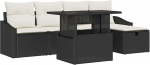 6-teiliges Garten-Sofaset mit Kissen in Schwarz Poly-Rattan Gartenlounge Model3361156