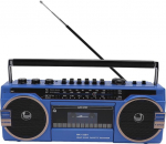 Kassett Boombox, Retro Blueooth Boombox USB, SD ja 3,5 mm AUX sisendiga, AM FM SW kassetim&auml;ngija ja diktofon (sinine)