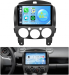 Roinvou 4+64G Android 15 autoraadio Mazda 2 2007-2014 juhtmevaba Carplay Android auto, 9-tolline autoraadio Incell puuteekraaniga GPS-navigatsiooniga Bluetooth EQ WiFi RDS FM SWC MIC tagurduskaameraga