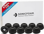 SONICFOAM Memory Foam k&otilde;rvaklappide otsikud - Premium m&uuml;raisolatsiooniga vahetus vahtk&otilde;rvaklappide otsikud 10 Pack for Airpods Pro 1 & 2 (SFAIR Large, Black)