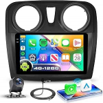 4G + 128G autoraadio Android 15 Renault Dacia Sandero 2 B52 2012-2019, 9-tolline HD puuteekraaniga autoraadio traadita Carplay Android auto GPS Wi-Fi USB Bluetooth FM RDS kaameraga.