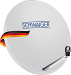 SCHWAIGER satelliidiantenn 80 cm SAT Offset antenn terasest LNB tugivarrega Mast Mount Integreeritud kaablijuhtimiss&uuml;steem Paigaldusmaterjal 38,5 dB vastuv&otilde;tuv&otilde;ime Ilmastikukindel helehall