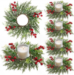 SOMYTING Pack of 8 Christmas Candle Rings 27 cm Christmas Wreath Candle Ring Artificial Candle Garland Christmas Candle Wreath Christmas Candle Holder for Pillar Candles, Christmas Table Decoration
