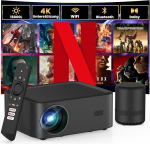 HOPVISION 2025 uuendatud miniprojektor kodukino 4K toetab Full HD 1080P projektorit 【NetfIix Official & DoIby Audio】 WiFi6 Bluetooth v&auml;ike projektor &uuml;hildub YouTube / Prime Video / nutitelefonid / PS5