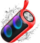 Bluetooth-k&otilde;lar, 1800 mAh muusikakast, Bluetooth 5.3 sisseehitatud mikrofon, kaasaskantav v&auml;lisk&otilde;lar, DSP stereoheli, RGB mitmev&auml;rviline peo jaoks, IPX6 veekindel, 52 mm l&auml;bim&otilde;&otilde;t, USB-C punane