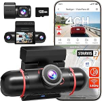 REDTIGER 4-kanaliline 360&deg; Dash Cam auto, Dual Starvis 2.2.5K x 2+1080P x 2 ees ja taga sisemine vasakule ja paremale, 5.8 GHz WiFi, 8 IR tuled &ouml;ise n&auml;gemise jaoks, 4 reguleeritavat objektiivi, 128GB kaart (VP40)
