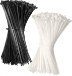Invero 300 St&uuml;ck lange Kabelbinder aus Nylon-Kunststoff - robuste, Verkabelung von Gaming-Schreibtischen, Serverr&auml;umen und mehr - 280 mmx4 mm (schwarz und wei&szlig;)