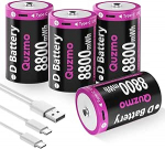 D aku 1.5V laetav liitium D aku USB t&uuml;&uuml;p C 4 tk pakendis