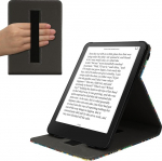 kwmobile H&uuml;lle kompatibel mit Amazon Kindle Paperwhite (2024)/Colorsoft H&uuml;lle - Case mit Schlaufe und St&auml;nder - Bibliothek Motto Mehrfarbig