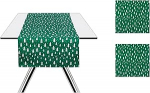 Excelsa Roheline talvine 100% puuvillane lauajooksja ja 2 salvr&auml;tiku komplekt, roheline valge kuuse disainiga, lauajooksja 145 x 45 cm, salvr&auml;tikud 45 x 45 cm, j&otilde;ulukaunistus