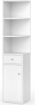 Vicco Larry Corner Shelf, Standing Bookcase, White, 30 x 135.5 cm with Door and Drawer