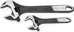 SATA ST47130 Adjustable Spanner, Single Open-End Spanner Set Adjustable and Extra Wide 6 Inches/150 mm + 10 "/250 mm, with Measuring Scale in mm and Black Oxidised Surface, Set of 2