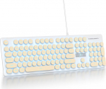 Traadiga m&auml;nguklaviatuur kirjutusmasin, 104 klahvi membraan LED taustvalgustus Ameerika paigutus QWERTY &uuml;mmarguste klahvidega arvutile/PC/Laptop/Windows Khaki v&auml;rvi