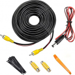 RCA auto videokaablikomplekt, 10 m auto tagurduskaamera pikenduskaabel + 1 m alalisvoolu kaabel + 2 RCA adapterit, videokaabel tagurduskaamerale koos tuvastamisliiniga