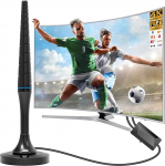 DVB-T2 Zimmerantenne mit Verst&auml;rker & Magnetfu&szlig; - 4K UHD Full HD TV Antenne, 360&deg; Allroundempfang, Kompatibel mit DVB-T/T2, Kostenlose Lokale Sender