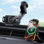 15W Kiire traadita laadimisfunktsiooniga mobiiltelefoni hoidik autos, Qoosea Qi induktiivne laadimisjaam auto koos iminappide ja klambritega, traadita autolaadijad Samsung Galaxy Z Fold 7/6/5/4 jaoks