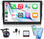 6G 128G 9-tolline Android autoraadio VW Passat Jetta Tiguan Golf MK5 MK6 T5 EOS Polo Touran Seat traadita Carplay Android auto, puuteekraaniga stereo Bluetooth FM RDS GPS WiFi DSP tagavarakaameraga