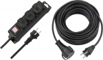 Brennenstuhl pistikupesa jaotur IP44 3-Way & kvaliteetne kummist pikenduskaabel (5 m kaabel, l&uuml;hiajaliseks kasutamiseks v&auml;listingimustes IP44) must