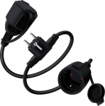 Schuko Y-kaabli pikenduskaabel Schuko 16 A 250 V kaitsekontaktide pikenduskaabel Schuko topeltpistikukaabel v&auml;lis- v&otilde;i siseruumides, kodus, kontoris (must 0,5 m)