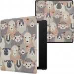 kwmobile Klapph&uuml;lle kompatibel mit Amazon Kindle Oasis 10. Generation H&uuml;lle - eReader Case - Schaf Wei&szlig; Braun Grau