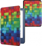 kwmobile kaitsev &uuml;mbris Amazon Kindle (2022/2024) &uuml;mbris - eReader Flip Case automaatse puhkefunktsiooniga - Rainbow Cube mit mitmev&auml;rvilise rohelise sinisega