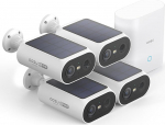 AOSU 2K Outdoor Surveillance Camera, Solar Battery, 4 Cam Kit with Station, Integrated Solar Plate, 0 Charge, 32 GB, Local Memory, AI Personal Detection, Light & Sound Alarm, 2-Way Audio, Coloured