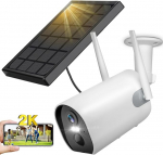 2K Solar Wireless Outdoor Security Camera, CCTV kaamera koduse turvalisuse tagamiseks, p&auml;ikesepatarei, PIR tuvastamine, v&auml;rviline &ouml;&ouml;n&auml;gemine, sireen, kahesuunaline k&otilde;ne