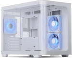 darkFlash Micro-ATX Gaming PC korpus, MATX PC korpus 3 x 120 mm ARGB ventilaatoriga, kumer klaas, kaks pesa, panoraamne arvutikarp, USB 3.0 port, toetab kahte 360 mm AIO-d, valge (DPW90M)