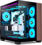 FOIFKIN M09 PC Geh&auml;use, Walnuss-Frontplatte, vorinstallierter 3 PWM L&uuml;fter, ATX Mid Tower Gaming PC Geh&auml;use, 270&deg; Panorama Glas mit Type-C (Schwarz, M09)
